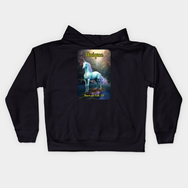 Leap Year Unicorn Kids Hoodie by Spacetrap